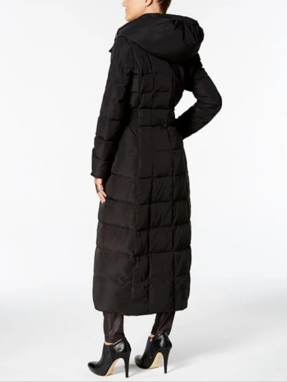 Cole Haan Signature Black Hooded Down Maxi Puffer Coat - Picture 2 of 14